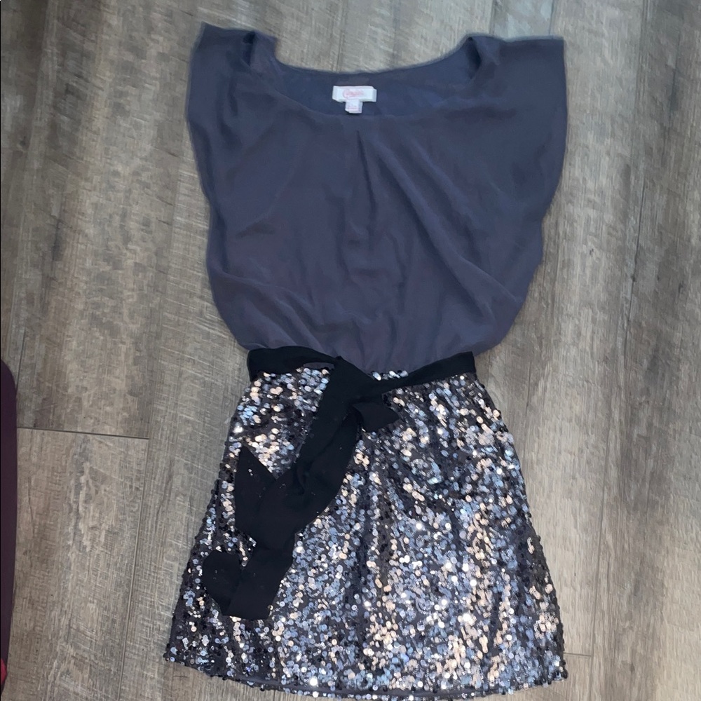 Candie's Charcoal and Silver Sequin Mini Dress